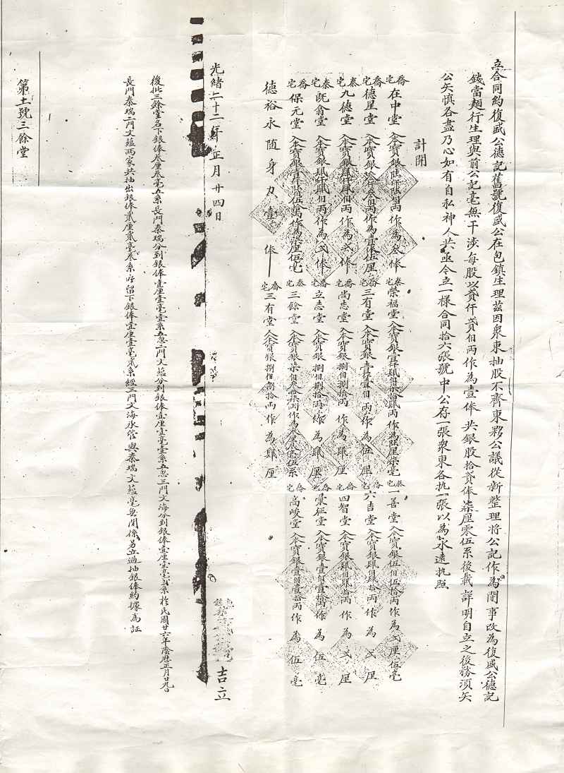 光绪二十二年正月二十四日复盛公改为复盛公德记钱当面行合同约 第 1 页