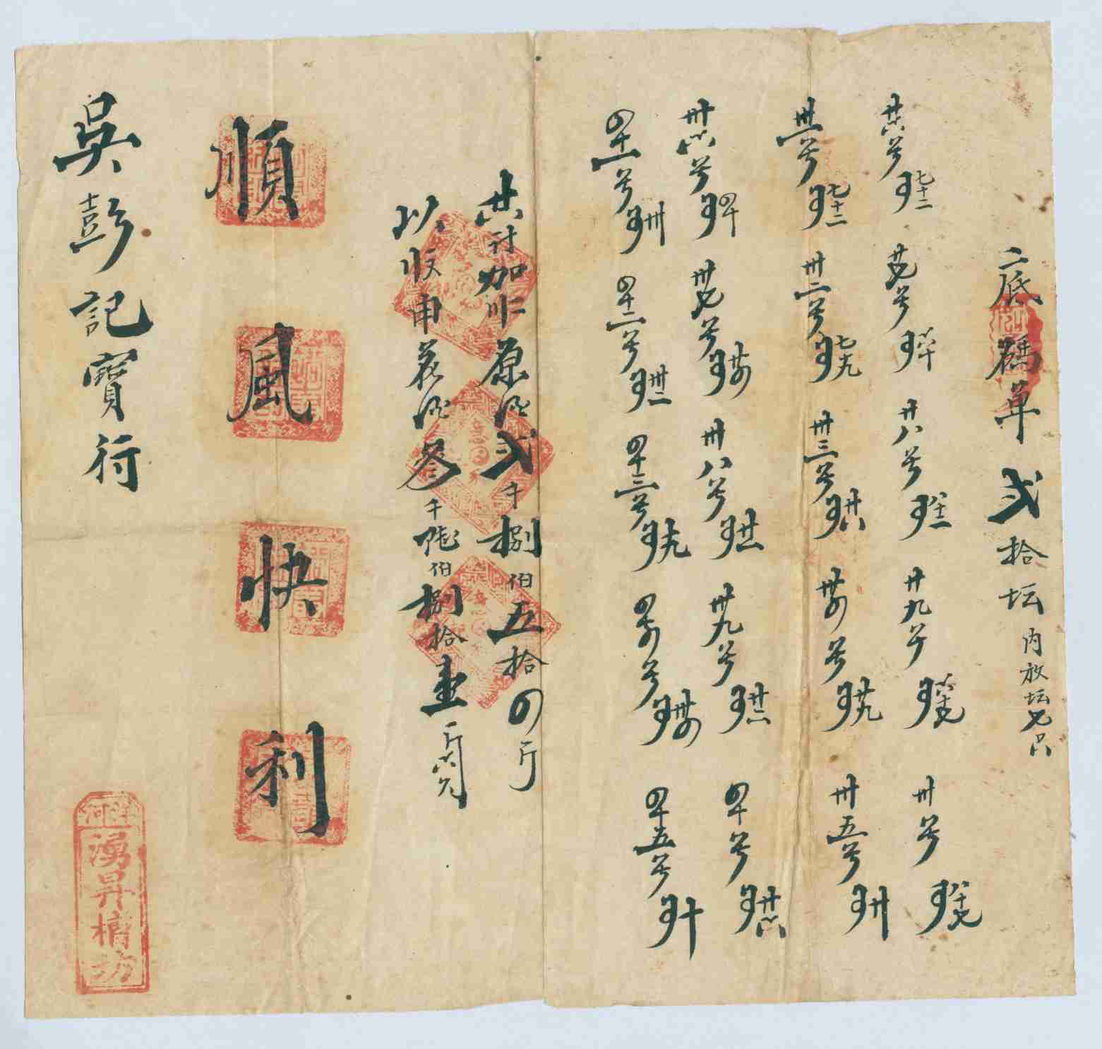 （年代不详）洋河湧昇槽坊给吴彭记开底码清单 第 1 页