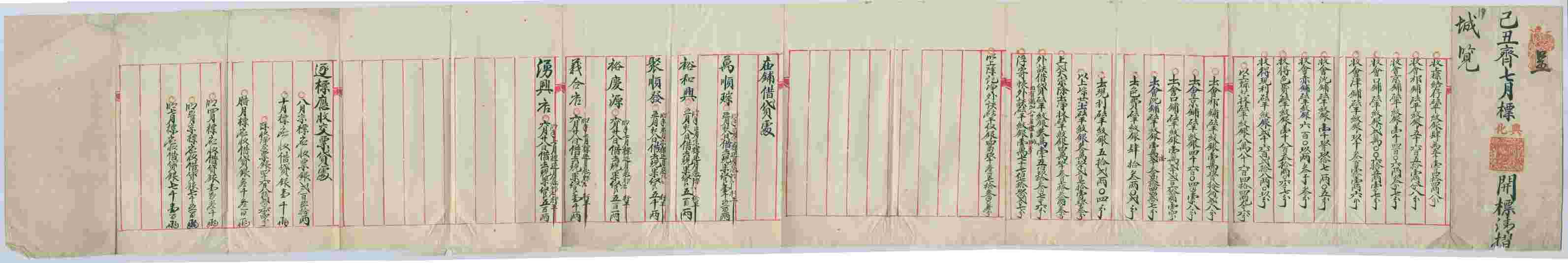 光绪十五年兴化同兴裕记七月开标清摺 第 1 页