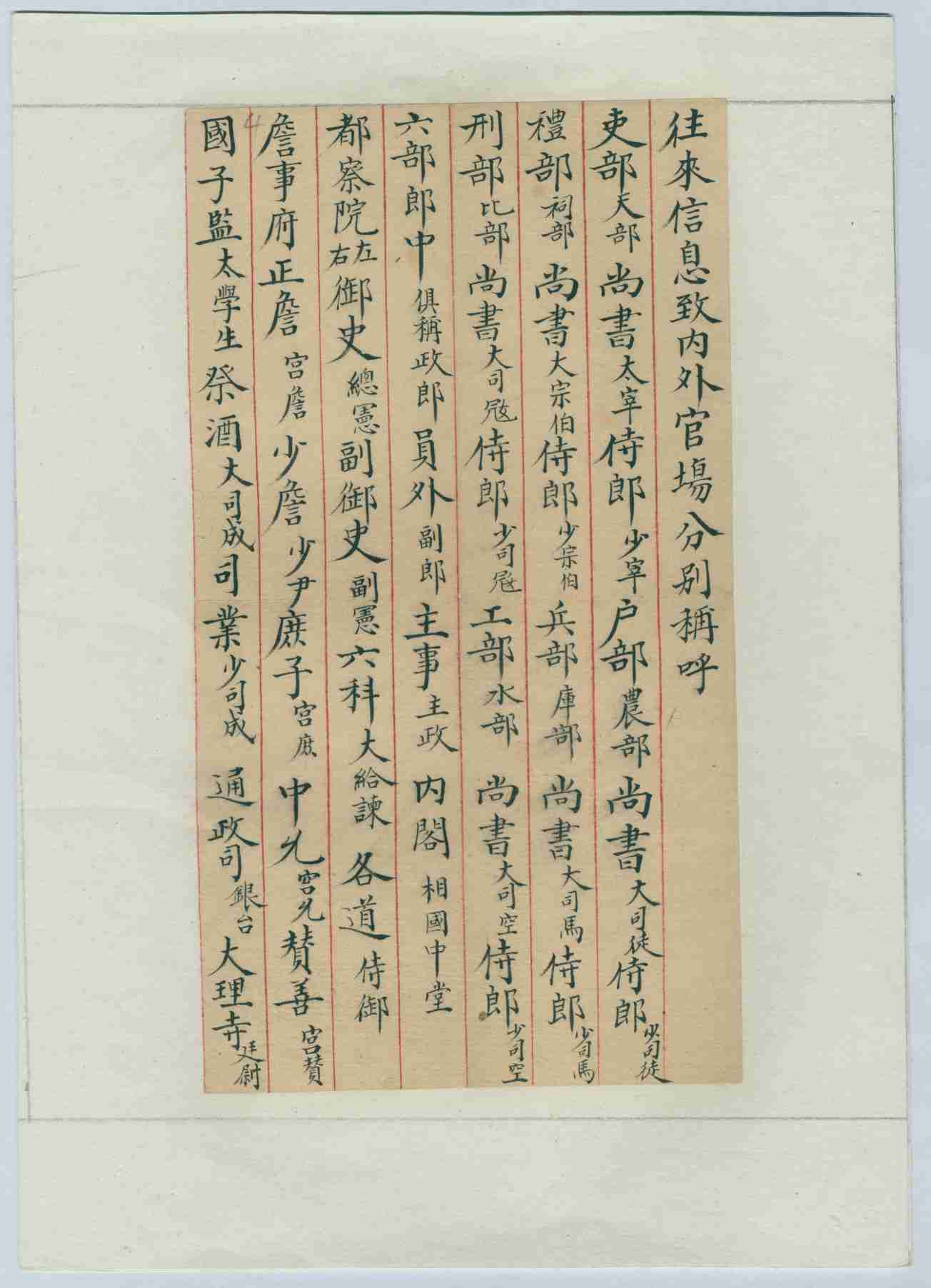 清代往来信息致内外官场分别称呼 第 1 页